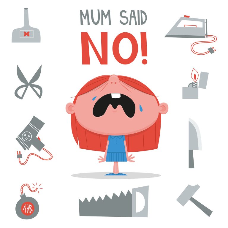 Funny Family Illustration – Mom says no!