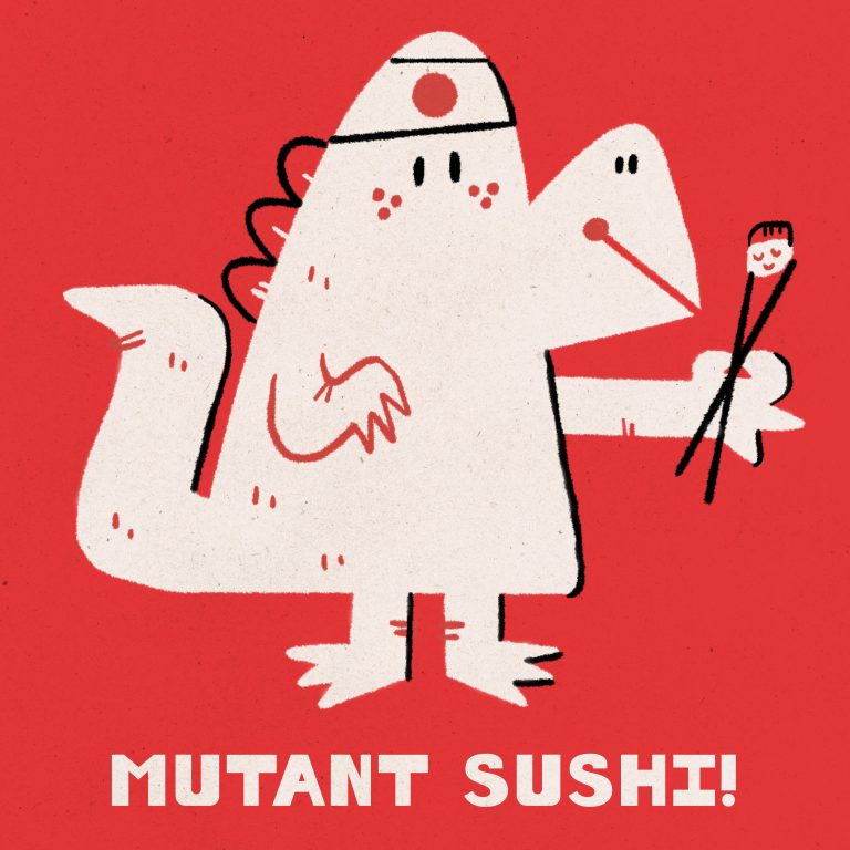 Vintage Godzilla Illustration – Mutant Sushi